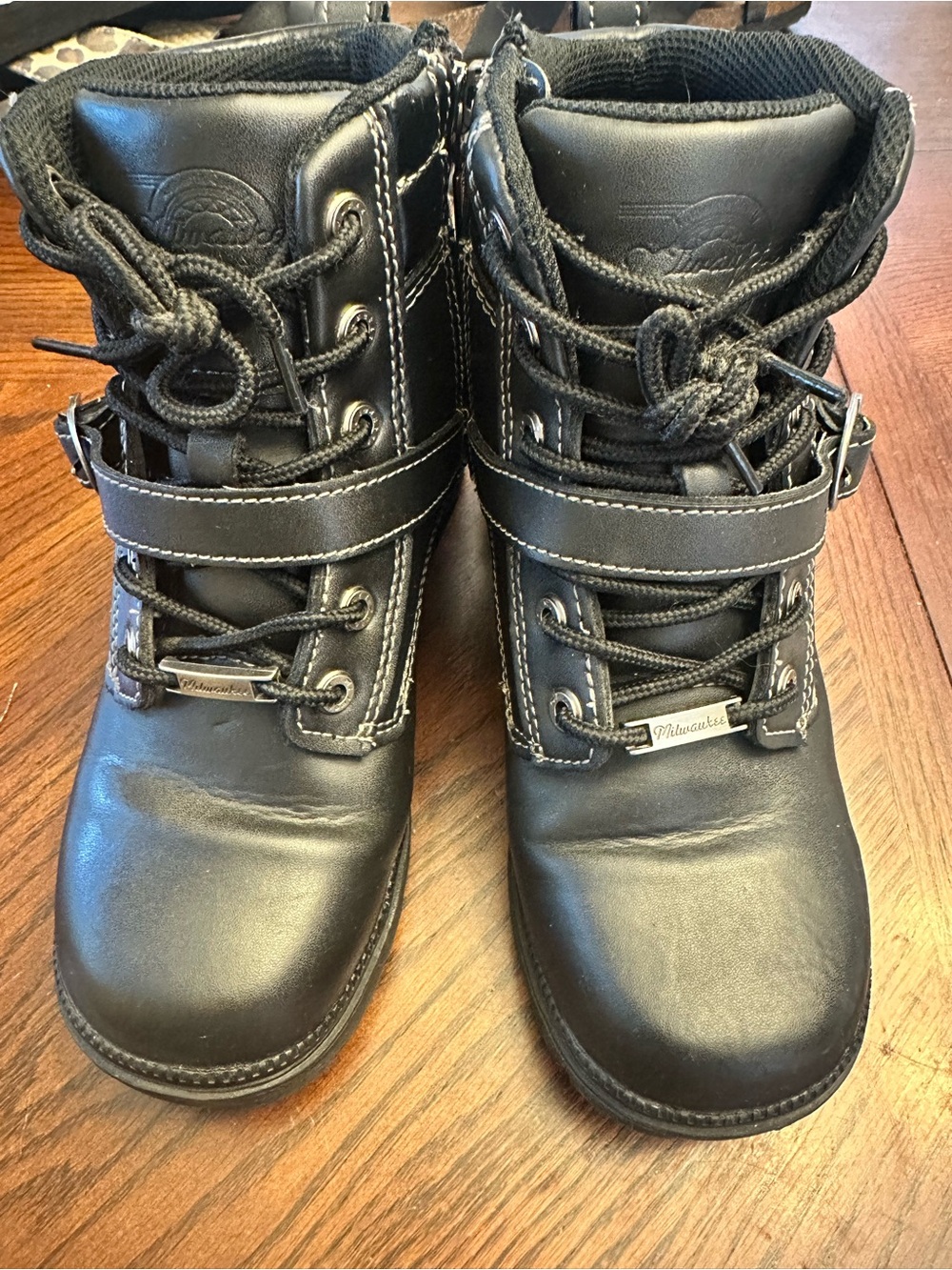 Milwaukee Brand Black Women's Riding Motorcycle Boots w/ Buckle Strap 7.5 MB228